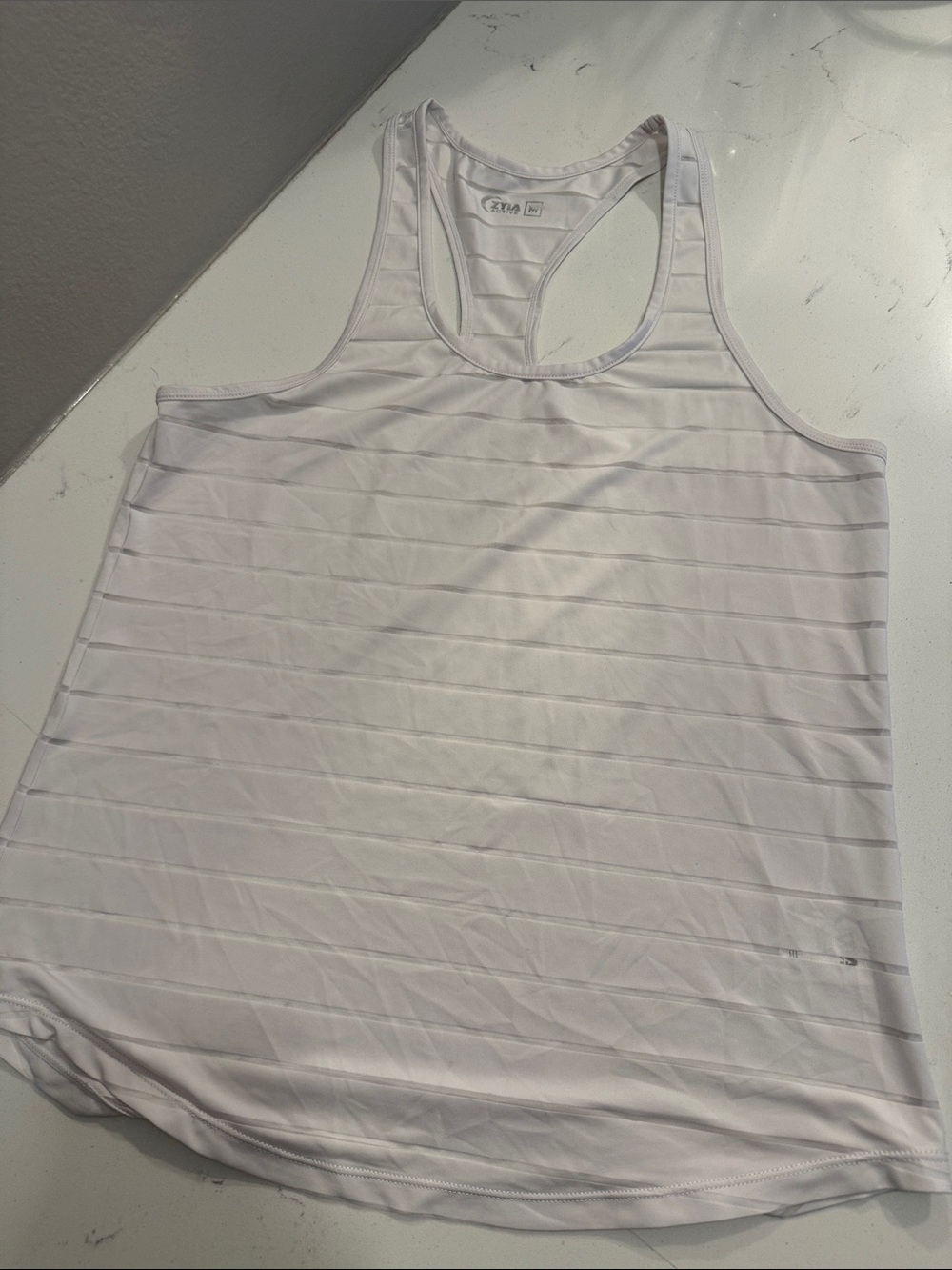 White white havanna Tank Top with Subtle Stripe Texture